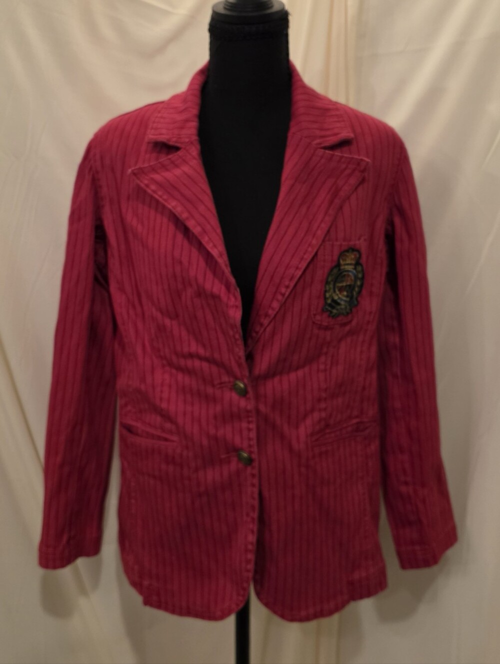 DG2 by Diane Gilman Red Striped Blazer Cottagecore Y2K Career Jacket Sz Small